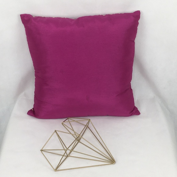 Fuschia Silk Embroidered Front Accent Pillow - Picture 2 of 2